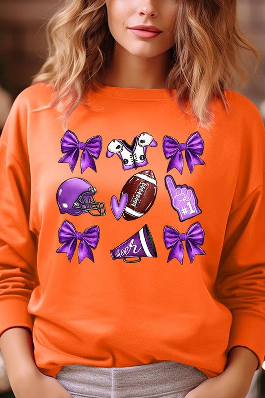 Purple Coquette Football Graphic Sweatshirts