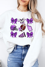 Purple Coquette Football Graphic Sweatshirts