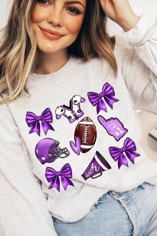 Purple Coquette Football Graphic Sweatshirts