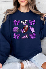 Purple Coquette Football Graphic Sweatshirts