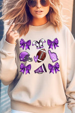 Purple Coquette Football Graphic Sweatshirts