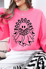 Cute Ghost Book Lover Graphic Fleece Sweatshirts