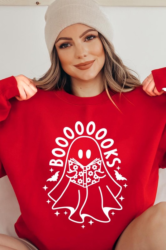 Cute Ghost Book Lover Graphic Fleece Sweatshirts