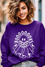 Cute Ghost Book Lover Graphic Fleece Sweatshirts