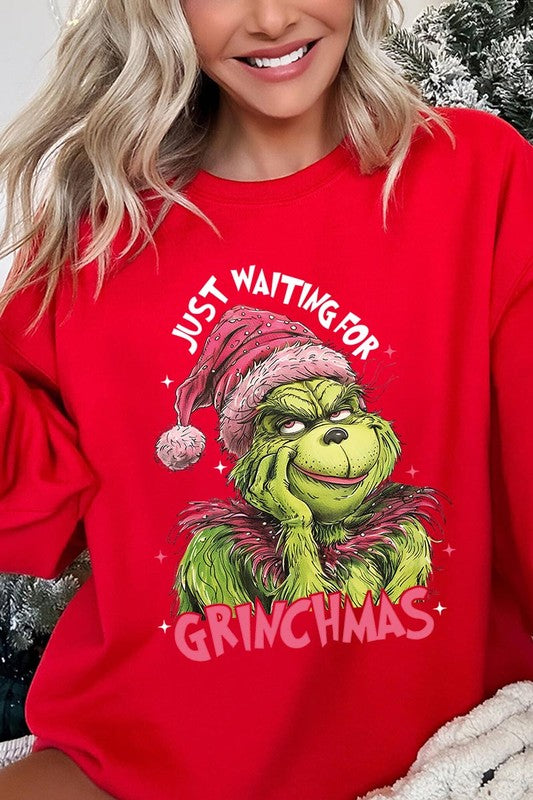 Just Waiting For Grinchmas Fleece Sweatshirts