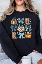 Turquoise Bow Western Fall Fleece Sweatshirts