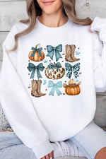 Turquoise Bow Western Fall Fleece Sweatshirts