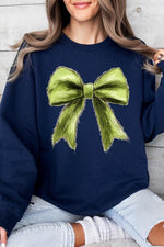 Grinchmas Coquette Bow Graphic Fleece Sweatshirts