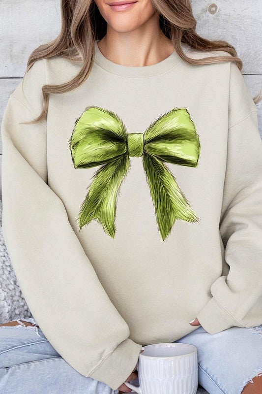 Grinchmas Coquette Bow Graphic Fleece Sweatshirts