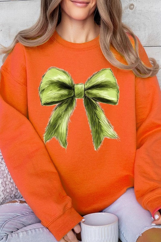 Grinchmas Coquette Bow Graphic Fleece Sweatshirts