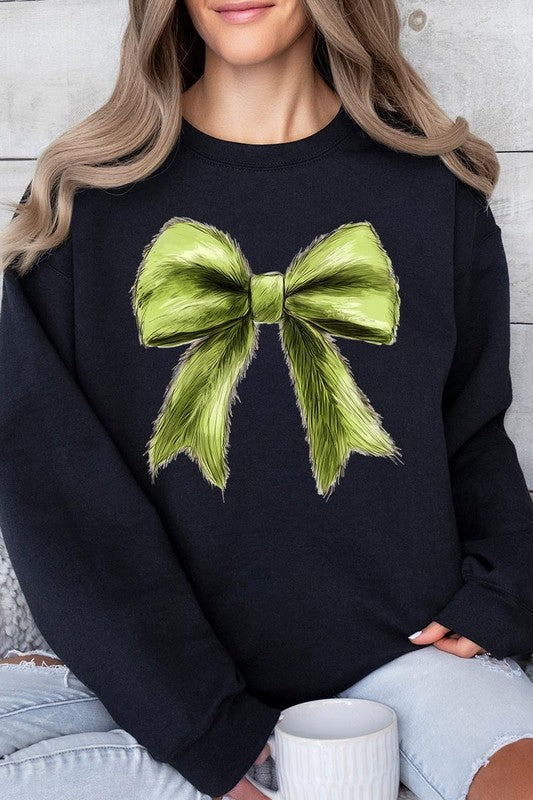 Grinchmas Coquette Bow Graphic Fleece Sweatshirts