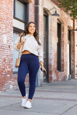 Navy Full Length Leggings with Pockets