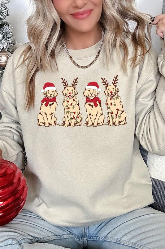 Christmas Dogs Graphic Fleece Sweatshirts