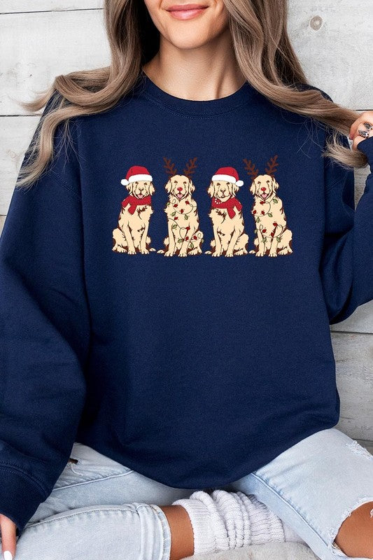 Christmas Dogs Graphic Fleece Sweatshirts