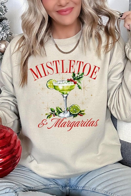 Mistletoe & Margaritas Graphic Fleece Sweatshirts