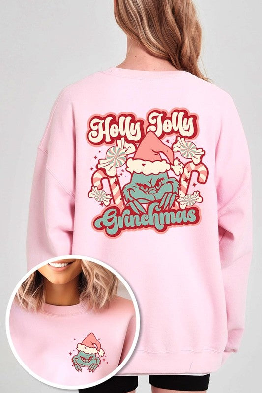 Holly Jolly Grinchmas Graphic Fleece Sweatshirts