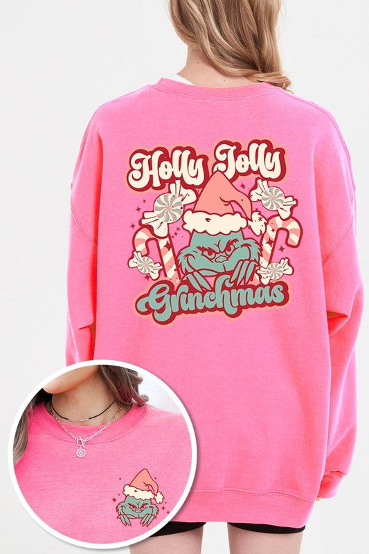 Holly Jolly Grinchmas Graphic Fleece Sweatshirts