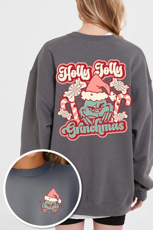 Holly Jolly Grinchmas Graphic Fleece Sweatshirts