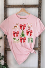 Christmas Red Bow Holiday Stack Social Club Tee