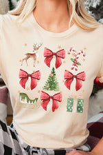 Christmas Red Bow Holiday Stack Social Club Tee