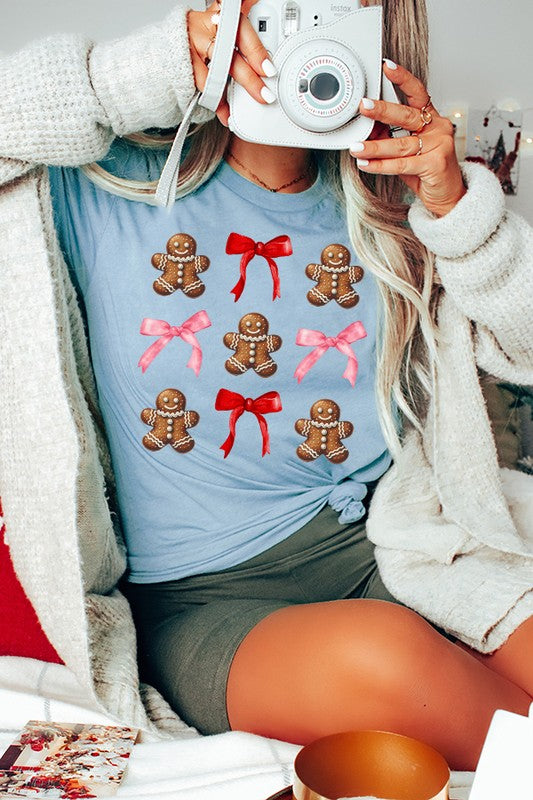 Christmas Bow Gingerbread Stack Holiday Tee