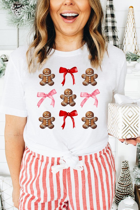 Christmas Bow Gingerbread Stack Holiday Tee