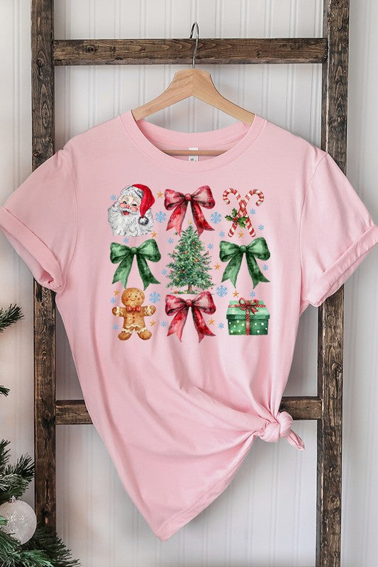 Christmas Red Green Bow Holiday Stack Tee