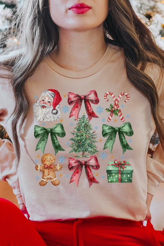 Christmas Red Green Bow Holiday Stack Tee