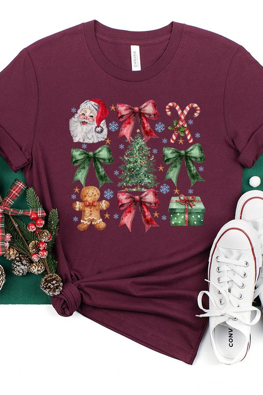 Christmas Red Green Bow Holiday Stack Tee