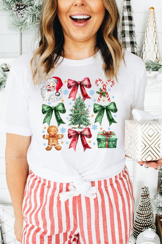 Christmas Red Green Bow Holiday Stack Tee