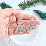 Snowflake Earrings - Silver Glitter