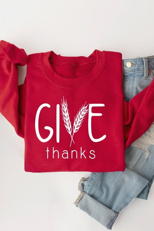 Give Thanks Graphic Fleece Sweatshirts