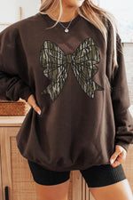 Camo Bow Graphic Fleece Sweatshirts