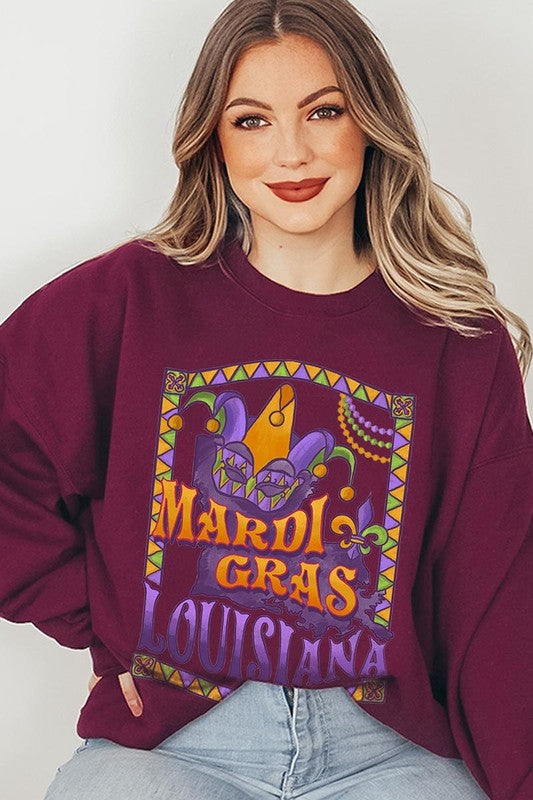 Louisiana Mardi Gras Graphic Fleece Sweatshirts