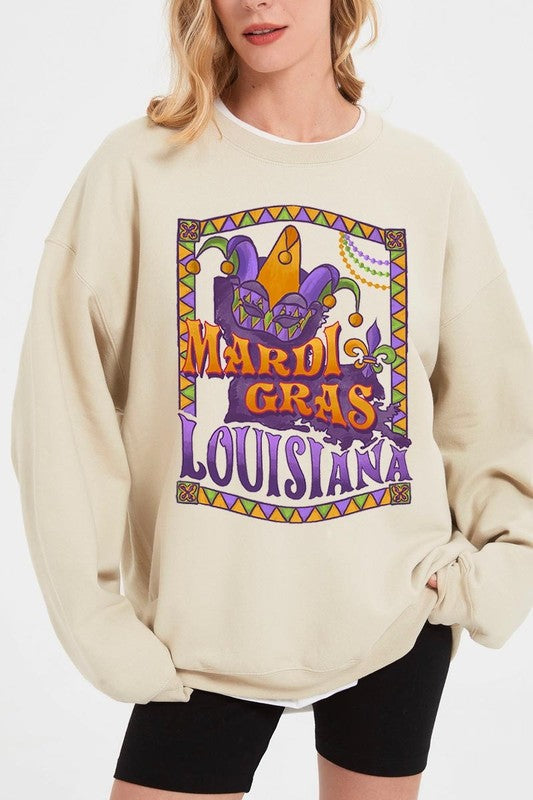 Louisiana Mardi Gras Graphic Fleece Sweatshirts