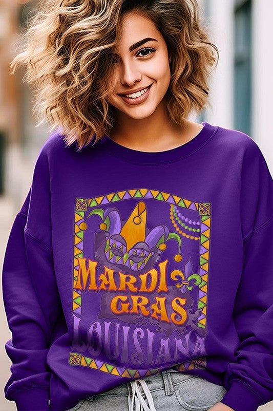 Louisiana Mardi Gras Graphic Fleece Sweatshirts