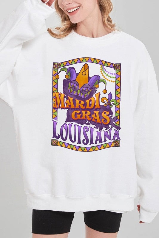 Louisiana Mardi Gras Graphic Fleece Sweatshirts