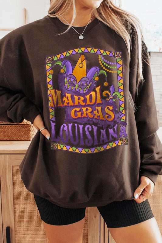 Louisiana Mardi Gras Graphic Fleece Sweatshirts