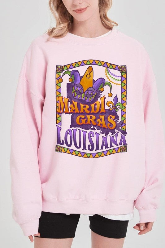 Louisiana Mardi Gras Graphic Fleece Sweatshirts