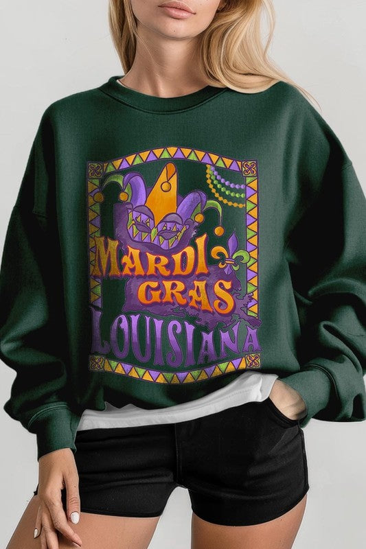 Louisiana Mardi Gras Graphic Fleece Sweatshirts