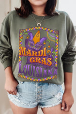 Louisiana Mardi Gras Graphic Fleece Sweatshirts