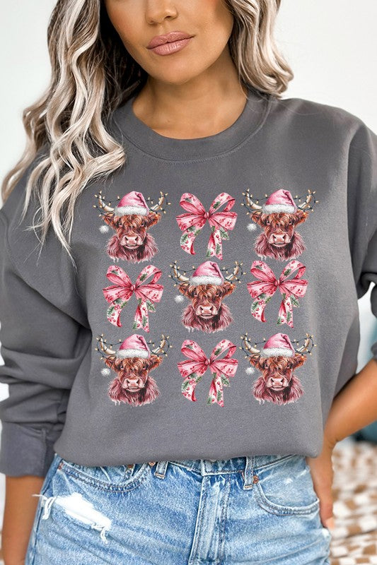 Christmas Country Cow Lights Holiday Sweatshirt