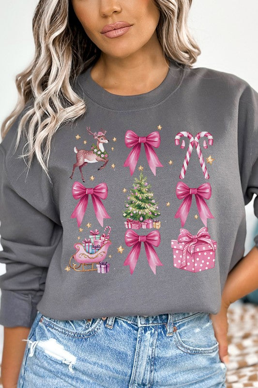 Christmas Deer Pink Present Holiday Sweatshirt