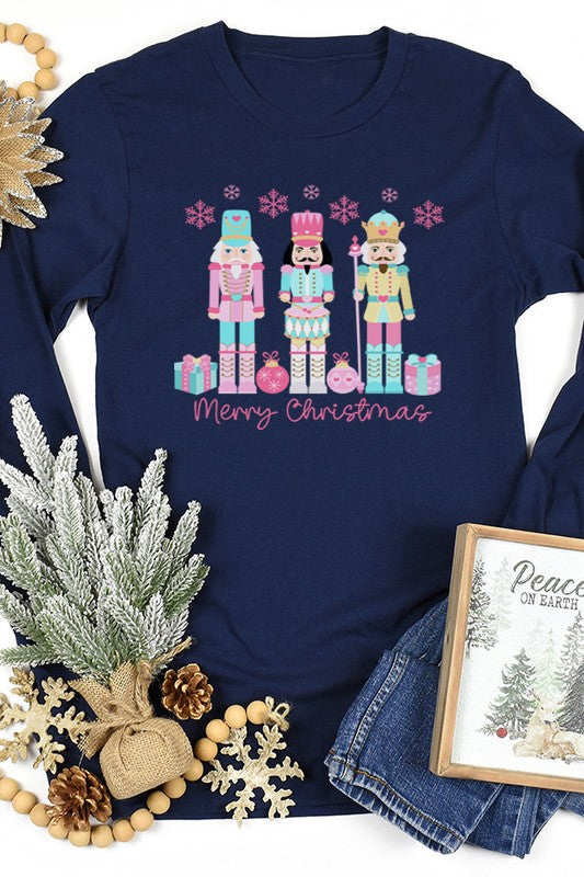 Merry Christmas Nutcracker Snow Long Sleeve Top