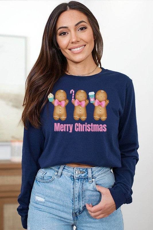 Merry Christmas Gingerbread Long Sleeve Top