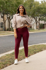 The Molly Maroon Crossover Full Length Leggings