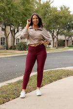 The Molly Maroon Crossover Full Length Leggings