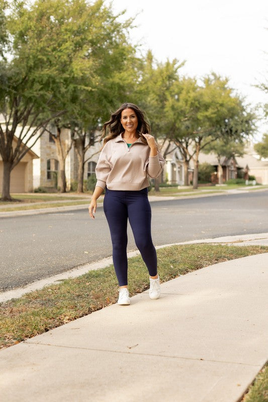 The Nadia Navy Crossover Full Length Leggings