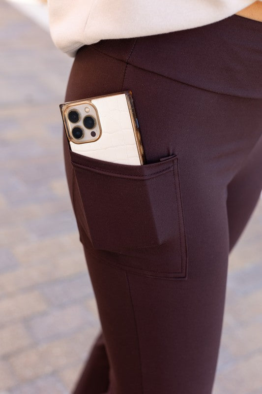 The Rhea Brown Bootcut Leggings