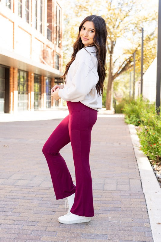 The Maeve Maroon Bootcut Leggings